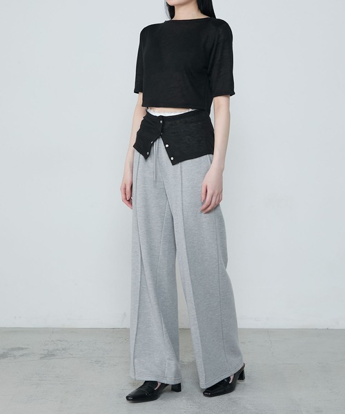 le ELMi（ルエルミ）の「Front snap design tops / フロントスナップ デザイントップス（Tシャツ/カットソー・レディース・チャコールグレー/ブラック・FREE）」の9枚目の写真