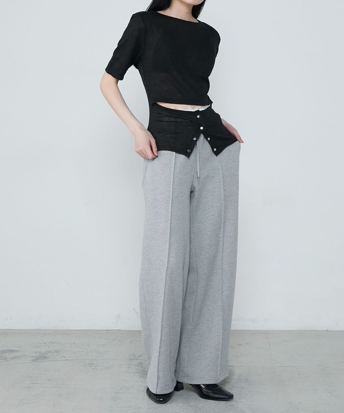 le ELMi（ルエルミ）の「Front snap design tops / フロントスナップ デザイントップス（Tシャツ/カットソー・レディース・チャコールグレー/ブラック・FREE）」の14枚目の写真