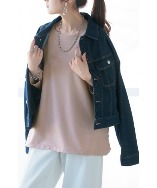HUG.U(ハグユー)の「華奢見え 隠しドルマントップス(Tシャツ/カットソー・レディース・ライトベージュ/ホワイト/スモークピンク/カーキ/ブラック・FREE)」の8枚目の写真