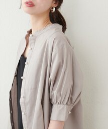 natural couture | パール釦ヨーク切替5分袖シャツブラウス(シャツ/ブラウス)