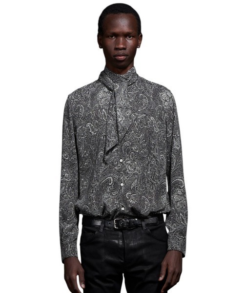 GalaabenD（ガラアーベント）の「Matte Paisley Ribbon Shirt マットペイズリーリボンシャツ（シャツ/ブラウス・メンズ・ホワイト/ブラック・44/46/48）」の2枚目の写真
