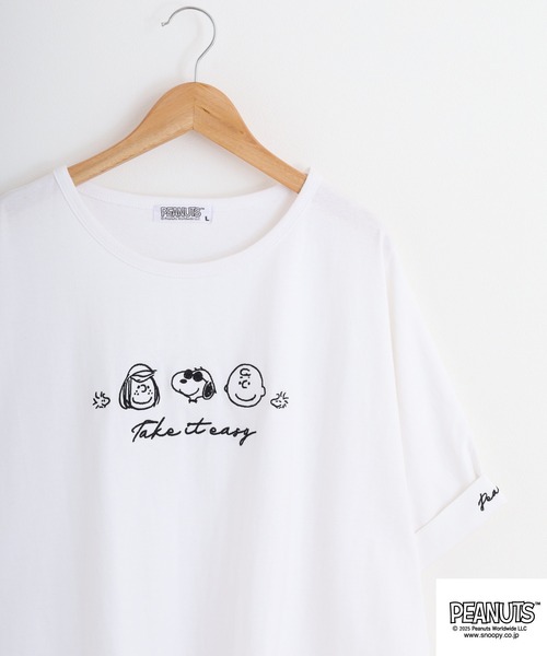 PEANUTS(ピーナッツ)の「PEANUTSバルーン天竺半袖Tシャツ(Tシャツ/カットソー・メンズ・ホワイト/ライトグリーン/ピンクベージュ・S/M/L)」の2枚目の写真