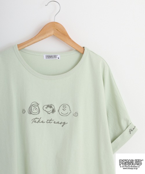 PEANUTS(ピーナッツ)の「PEANUTSバルーン天竺半袖Tシャツ(Tシャツ/カットソー・メンズ・ホワイト/ライトグリーン/ピンクベージュ・S/M/L)」の1枚目の写真