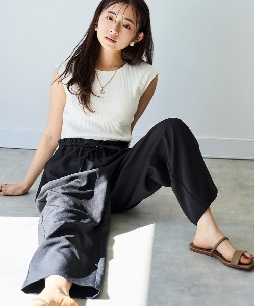 mil（ミル）の「【再生産】【UVケア・接触冷感】リラックスワイドパンツ（その他パンツ・レディース・モカ/サックスブルー/ブラック/チャコールグレー/グレイッシュベージュ/アッシュブラウン・M-Regular/S-Short/M-Short/S-Regular）」の10枚目の写真