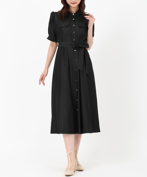 MISCH MASCH(ミッシュマッシュ)の「パフスリーブポケットシャツワンピース(ワンピース・レディース・ブラック/ベージュ/ブルー・S/M)」の2枚目の写真