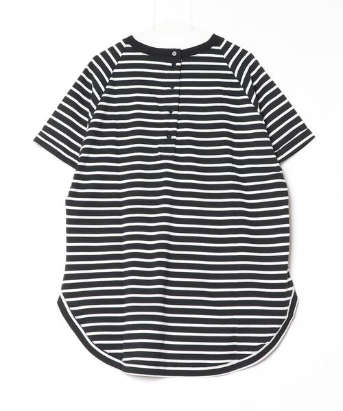 myke(ミーカ)の「myke OE天竺 ボーダー柄バックヘンリーラグランTシャツ(Tシャツ/カットソー・レディース・ホワイト×ネイビー/ホワイト×イエロー/ホワイト×ピンク/ホワイト×グリーン/ブラック×ホワイト・M)」の15枚目の写真