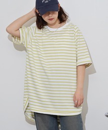 myke OE天竺 ボーダー柄バックヘンリーラグランTシャツ