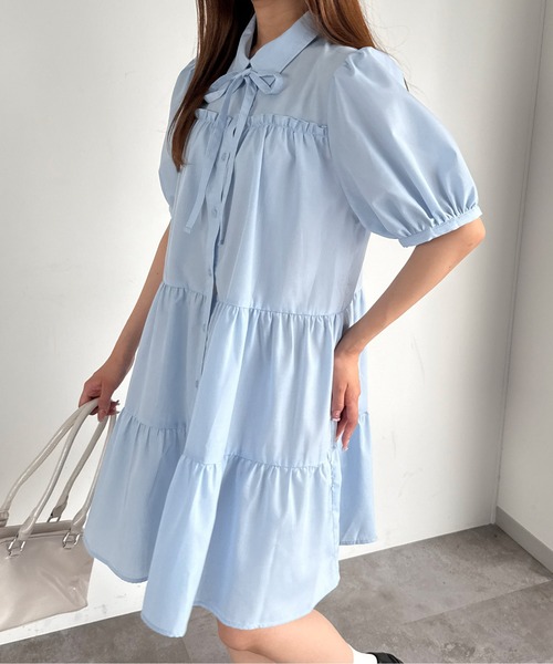 kutir（クティール）の「【紐付き】アソートティアードシャツワンピース/チュニック（ワンピース・レディース・ライトブルー/ベージュ/ライトグリーン/オフホワイト/ブラック/ブラック系その他/イエロー/ボルドー・FREE）」の10枚目の写真