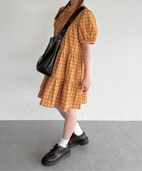 kutir（クティール）の「【紐付き】アソートティアードシャツワンピース/チュニック（ワンピース・レディース・ライトブルー/ベージュ/ライトグリーン/オフホワイト/ブラック/ブラック系その他/イエロー/ボルドー・FREE）」の22枚目の写真