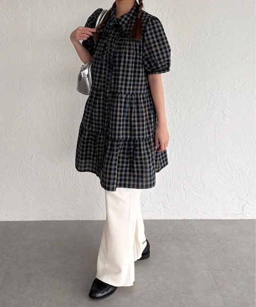 kutir（クティール）の「【紐付き】アソートティアードシャツワンピース/チュニック（ワンピース・レディース・ライトブルー/ベージュ/ライトグリーン/オフホワイト/ブラック/ブラック系その他/イエロー/ボルドー・FREE）」の15枚目の写真