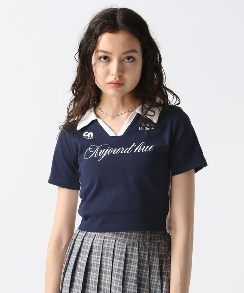 FOREVER 21(フォーエバー トゥエンティーワン)の「【2025SS】スキッパー配色Tシャツ(Tシャツ/カットソー・レディース・ホワイト/ネイビー/ブラック・SMALL/MEDIUM)」の6枚目の写真