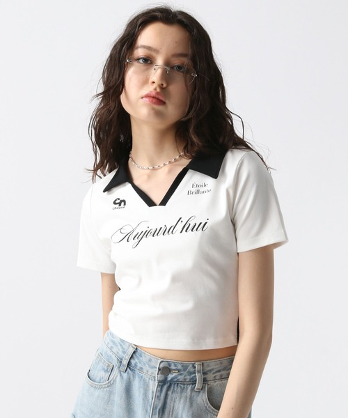 FOREVER 21(フォーエバー トゥエンティーワン)の「【2025SS】スキッパー配色Tシャツ(Tシャツ/カットソー・レディース・ホワイト/ネイビー/ブラック・SMALL/MEDIUM)」の9枚目の写真