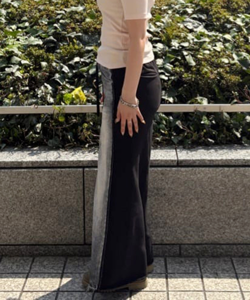 Oriens JOURNAL STANDARD(オリエンス ジャーナルスタンダード)の「【OPEN YY / オープンワイワイ】FRONT JEAN EFFECTJERSEY SKIRT YY251SK006(スカート・レディース・ブラック・SMALL)」の16枚目の写真