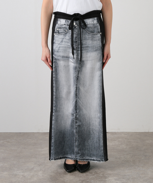 Oriens JOURNAL STANDARD(オリエンス ジャーナルスタンダード)の「【OPEN YY / オープンワイワイ】FRONT JEAN EFFECTJERSEY SKIRT YY251SK006(スカート・レディース・ブラック・SMALL)」の15枚目の写真