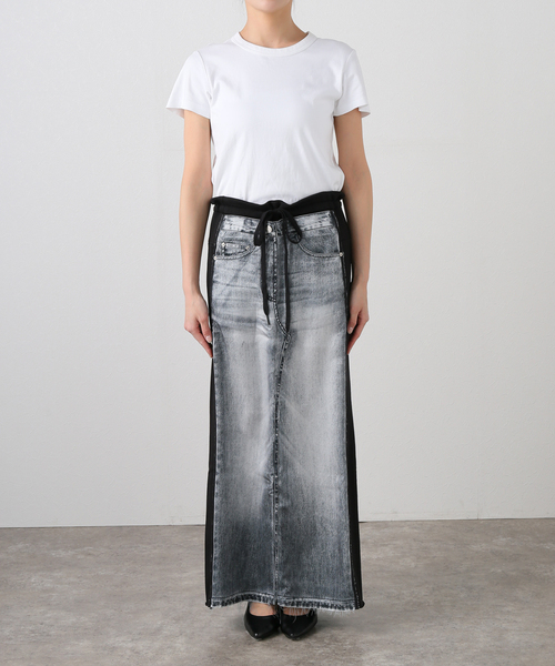 Oriens JOURNAL STANDARD(オリエンス ジャーナルスタンダード)の「【OPEN YY / オープンワイワイ】FRONT JEAN EFFECTJERSEY SKIRT YY251SK006(スカート・レディース・ブラック・SMALL)」の14枚目の写真