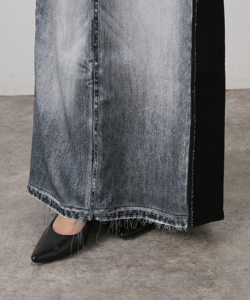 Oriens JOURNAL STANDARD(オリエンス ジャーナルスタンダード)の「【OPEN YY / オープンワイワイ】FRONT JEAN EFFECTJERSEY SKIRT YY251SK006(スカート・レディース・ブラック・SMALL)」の7枚目の写真