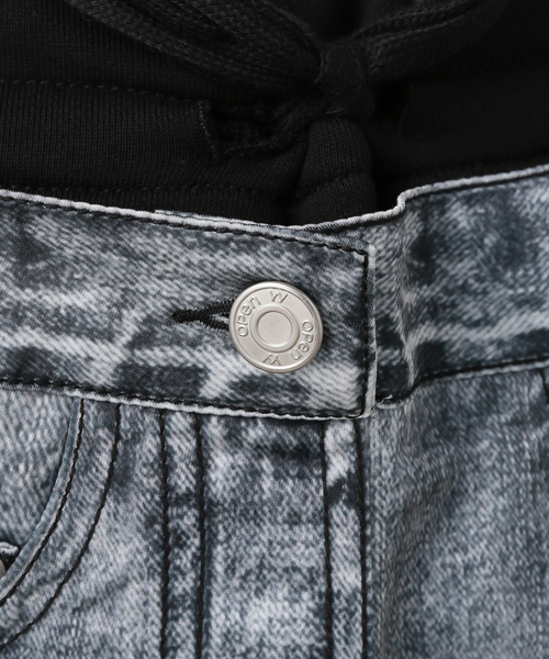 Oriens JOURNAL STANDARD(オリエンス ジャーナルスタンダード)の「【OPEN YY / オープンワイワイ】FRONT JEAN EFFECTJERSEY SKIRT YY251SK006(スカート・レディース・ブラック・SMALL)」の6枚目の写真