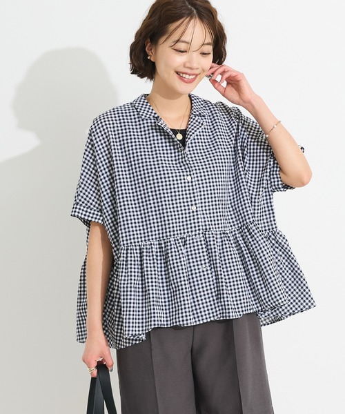 CRAFT STANDARD BOUTIQUE（クラフトスタンダードブティック）の「【追加】ペプラムブラウス◆（シャツ/ブラウス・レディース・ピンク/オフホワイト/ブラック/サックスブルー/ブルー系その他6/ブラック系その他・FREE）」の3枚目の写真