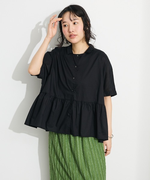 CRAFT STANDARD BOUTIQUE（クラフトスタンダードブティック）の「【追加】ペプラムブラウス◆（シャツ/ブラウス・レディース・ピンク/オフホワイト/ブラック/サックスブルー/ブルー系その他6/ブラック系その他・FREE）」の8枚目の写真