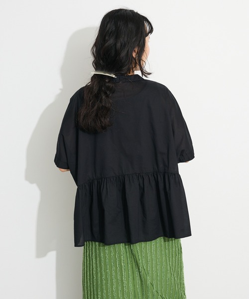 CRAFT STANDARD BOUTIQUE（クラフトスタンダードブティック）の「【追加】ペプラムブラウス◆（シャツ/ブラウス・レディース・ピンク/オフホワイト/ブラック/サックスブルー/ブルー系その他6/ブラック系その他・FREE）」の10枚目の写真