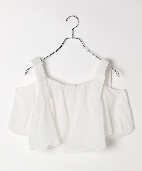 repipi armario（レピピ アルマリオ）の「【girly line】リボンオフショルブラウス（シャツ/ブラウス・キッズ・ホワイト/サックスブルー/ブラック・LARGE/MEDIUM/SMALL）」の7枚目の写真