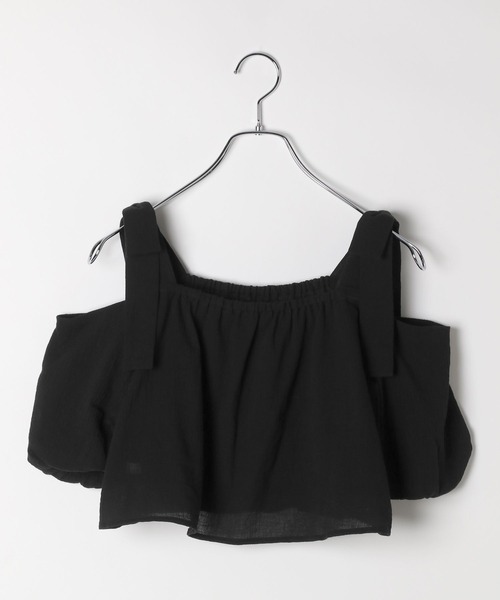 repipi armario（レピピ アルマリオ）の「【girly line】リボンオフショルブラウス（シャツ/ブラウス・キッズ・ホワイト/サックスブルー/ブラック・LARGE/MEDIUM/SMALL）」の8枚目の写真