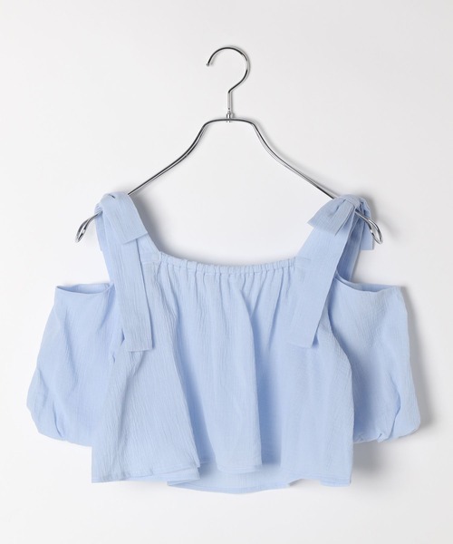 repipi armario（レピピ アルマリオ）の「【girly line】リボンオフショルブラウス（シャツ/ブラウス・キッズ・ホワイト/サックスブルー/ブラック・LARGE/MEDIUM/SMALL）」の9枚目の写真