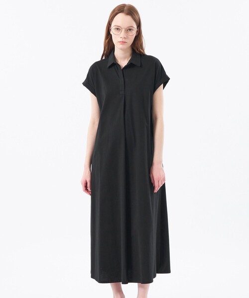 MACKINTOSH PHILOSOPHY(マッキントッシュ フィロソフィー)の「【WEB&一部店舗】スキッパージャージワンピース(ワンピース・レディース・ブラック/チャコールグレー/ベージュ・38)」の1枚目の写真