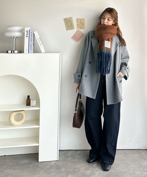 Java（ジャバ）の「《JaVaジャバコラボ》ふんわりあったか。配色ボリュームマフラー（マフラー・レディース・パープル/ブラウン/グリーン/グレー・FREE）」の19枚目の写真