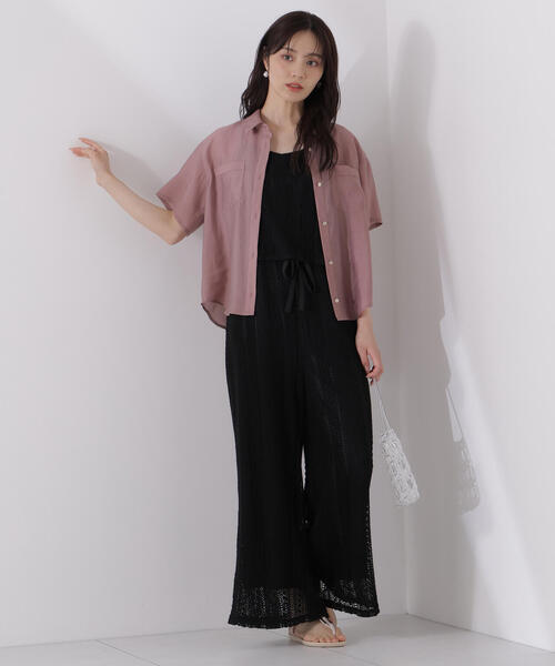 ブラウス シャツ タイ付きシアー半袖シャツ / 1215110602 レディース タイ付きシアー半袖シャツ | PROPORTION BODY DRESSING