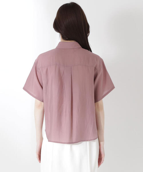 PROPORTION BODY DRESSING(プロポーションボディドレッシング)の「タイ付きシアー半袖シャツ / 1215110602(シャツ/ブラウス・レディース・ピンク/カーキ/ベージュ・FREE)」の4枚目の写真