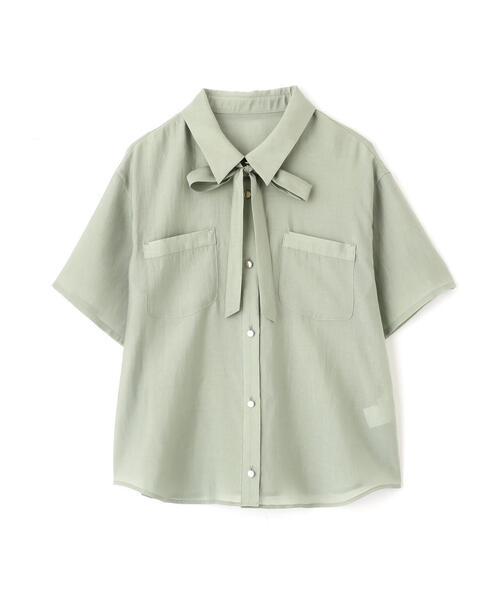 ブラウス シャツ タイ付きシアー半袖シャツ / 1215110602 レディース タイ付きシアー半袖シャツ | PROPORTION BODY DRESSING