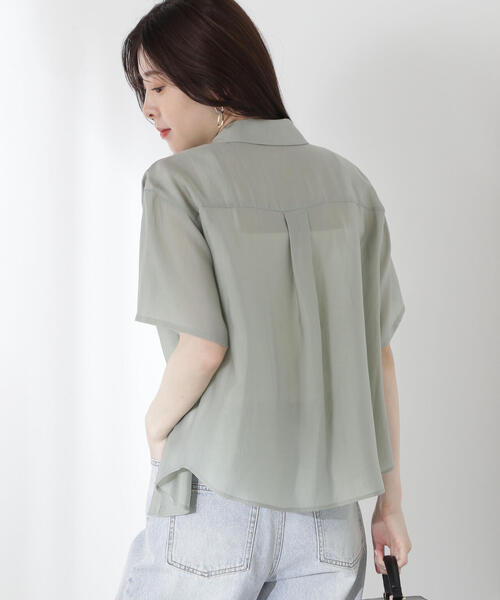 PROPORTION BODY DRESSING(プロポーションボディドレッシング)の「タイ付きシアー半袖シャツ / 1215110602(シャツ/ブラウス・レディース・ピンク/カーキ/ベージュ・FREE)」の10枚目の写真