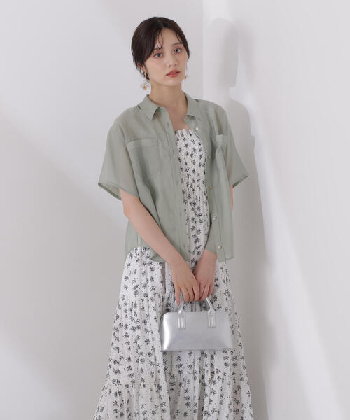 PROPORTION BODY DRESSING(プロポーションボディドレッシング)の「タイ付きシアー半袖シャツ / 1215110602(シャツ/ブラウス・レディース・ピンク/カーキ/ベージュ・FREE)」の14枚目の写真