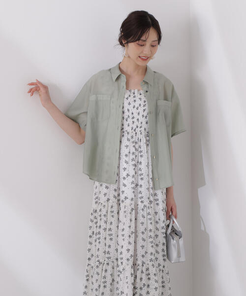 PROPORTION BODY DRESSING(プロポーションボディドレッシング)の「タイ付きシアー半袖シャツ / 1215110602(シャツ/ブラウス・レディース・ピンク/カーキ/ベージュ・FREE)」の15枚目の写真