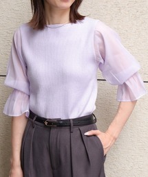 カルヴェン CARVEN カットソー ボーダー シアー トップス 半袖 XS パープル 紫 845PU30 CARVEN - カルヴェン CARVEN カットソー ボーダー 半袖 XS 紫