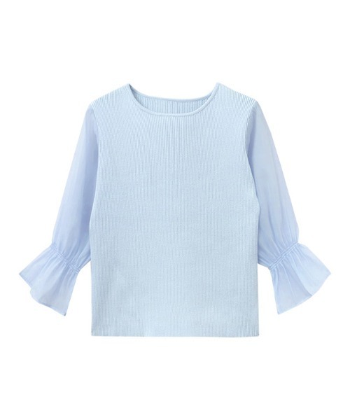 Pierrot（ピエロ）の「シアードッキングキャンディースリーブボートネックニット（Tシャツ/カットソー・レディース・ブラック/ライトブルー/グレー/オフホワイト/ラベンダー・M/L）」の10枚目の写真