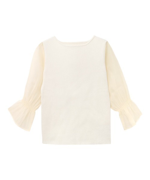 Pierrot（ピエロ）の「シアードッキングキャンディースリーブボートネックニット（Tシャツ/カットソー・レディース・ブラック/ライトブルー/グレー/オフホワイト/ラベンダー・M/L）」の11枚目の写真