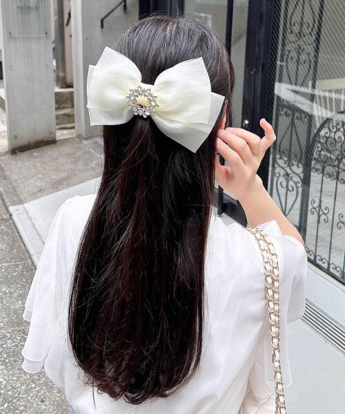 ビジュー付リボンバレッタ（バレッタ/ヘアクリップ）｜INGNI