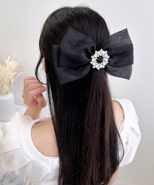 ビジュー付リボンバレッタ（バレッタ/ヘアクリップ）｜INGNI（イング
