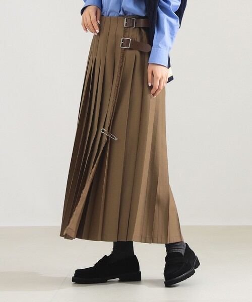 O'NEIL OF DUBLIN / ウール ワイドベルト ロング キルトスカート