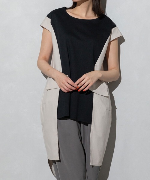 MARECHAL TERRE（マルシャルテル）の「コクーンチュニック（Tシャツ/カットソー・レディース・グレー/ブラック/ベージュ/ネイビー・MEDIUM）」の3枚目の写真