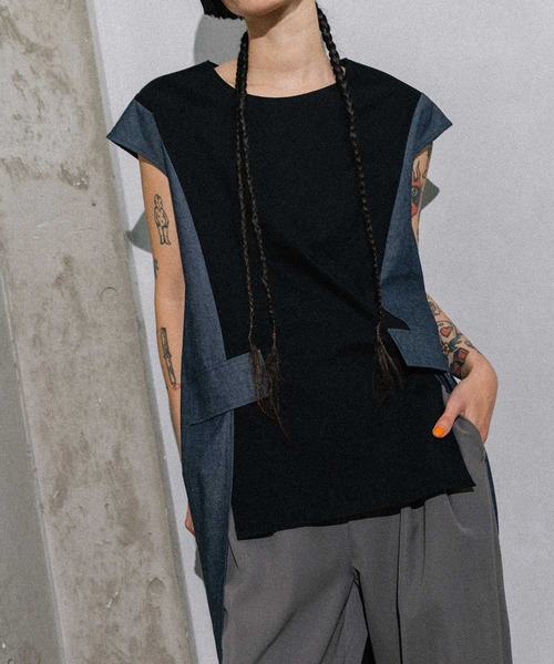 MARECHAL TERRE（マルシャルテル）の「コクーンチュニック（Tシャツ/カットソー・レディース・グレー/ブラック/ベージュ/ネイビー・MEDIUM）」の4枚目の写真