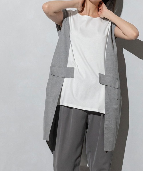 MARECHAL TERRE（マルシャルテル）の「コクーンチュニック（Tシャツ/カットソー・レディース・グレー/ブラック/ベージュ/ネイビー・MEDIUM）」の2枚目の写真