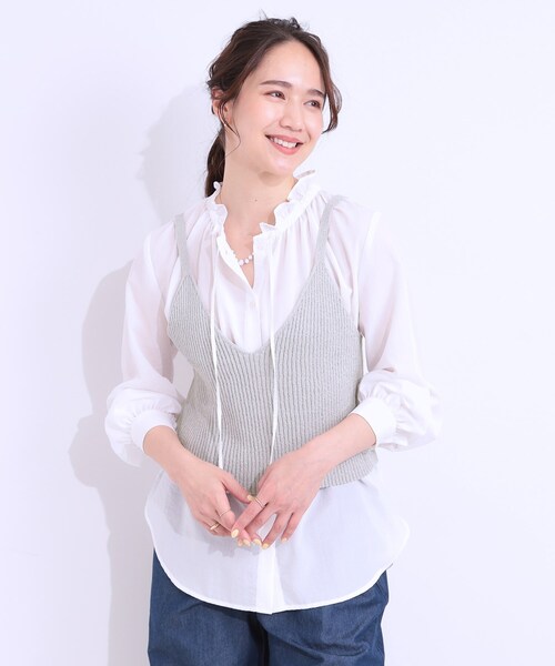 Cutie Blonde（キューティーブロンド）の「【S-LL/2点セット】ラメニットキャミ＆ロゴTシャツ（その他トップス・レディース・ホワイト/ライトグレー/ブラック・01/02/03/04）」の17枚目の写真