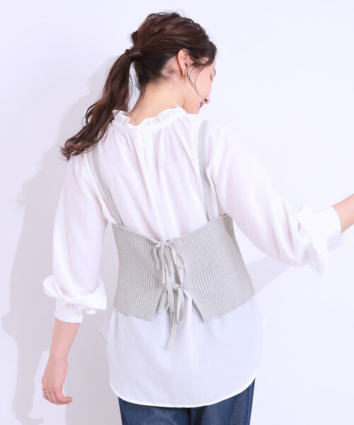 Cutie Blonde（キューティーブロンド）の「【S-LL/2点セット】ラメニットキャミ＆ロゴTシャツ（その他トップス・レディース・ホワイト/ライトグレー/ブラック・01/02/03/04）」の18枚目の写真