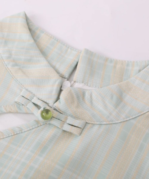 LA POMME petit フレッシュカラープリーツチャイナドレス Fresh Color Pleats China Dress（ワンピース）｜LA POMME petit