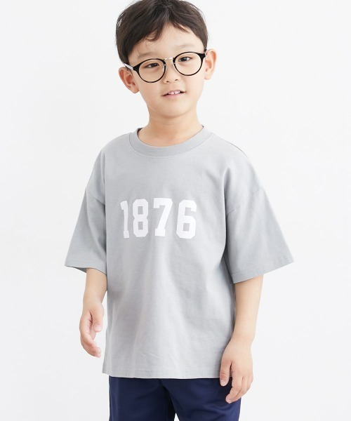 QUNTSTYLE(キュントスタイル)の「半袖プリントTシャツ <綿100%>(Tシャツ/カットソー・キッズ・オフホワイト/クリーム/グレー/チャコール/ラベンダー/ネイビー/ベージュ/グリーン/ピンク系/ライム・100/110/120/130/140/150/160/170)」の2枚目の写真