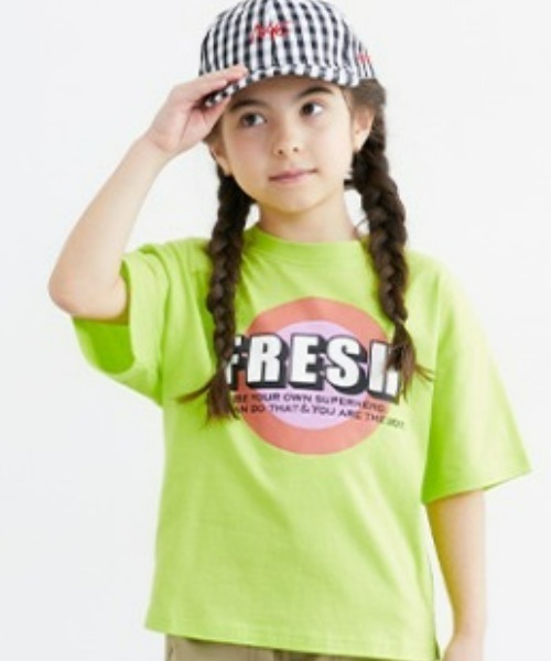 QUNTSTYLE(キュントスタイル)の「半袖プリントTシャツ <綿100%>(Tシャツ/カットソー・キッズ・オフホワイト/クリーム/グレー/チャコール/ラベンダー/ネイビー/ベージュ/グリーン/ピンク系/ライム・100/110/120/130/140/150/160/170)」の6枚目の写真