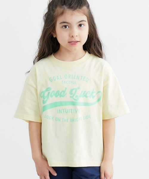 QUNTSTYLE(キュントスタイル)の「半袖プリントTシャツ <綿100%>(Tシャツ/カットソー・キッズ・オフホワイト/クリーム/グレー/チャコール/ラベンダー/ネイビー/ベージュ/グリーン/ピンク系/ライム・100/110/120/130/140/150/160/170)」の5枚目の写真